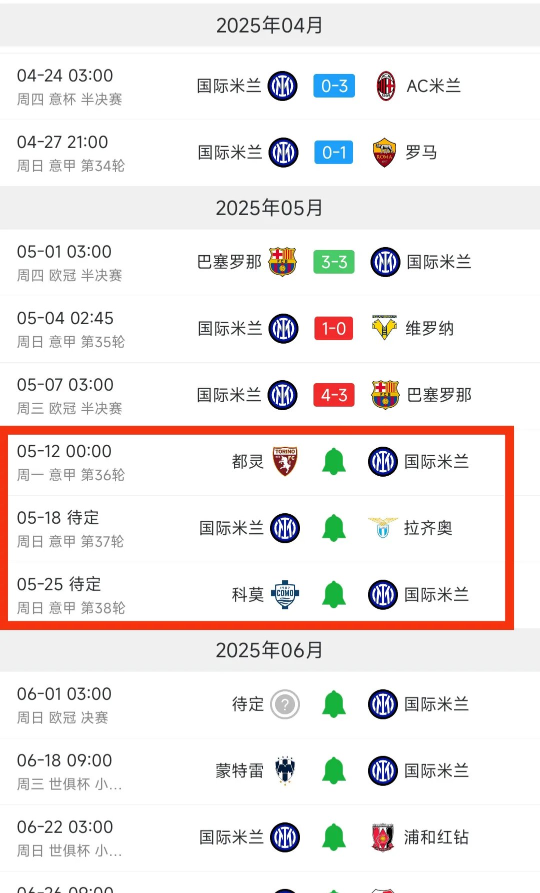 国际米兰大胜，领跑意甲积分榜